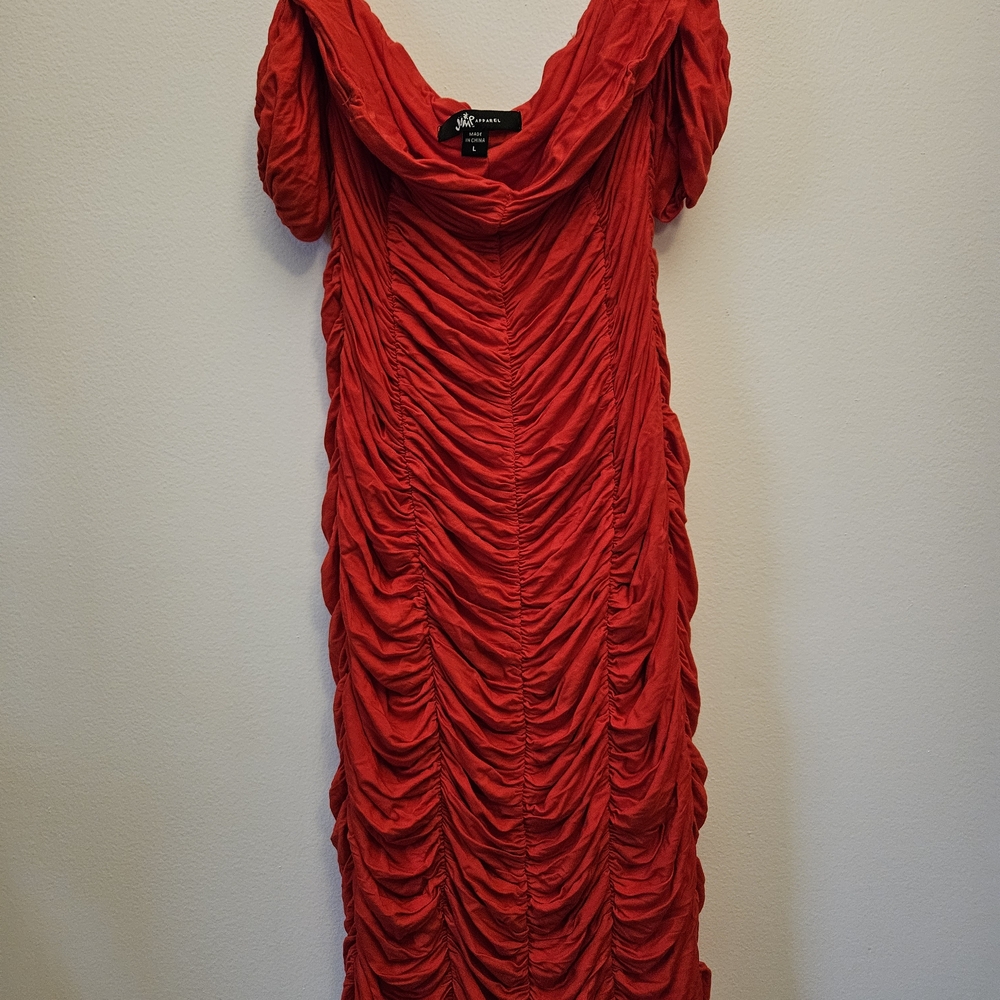 JUMP Apparel Red Ruched Midi Dress (Fit to body)
